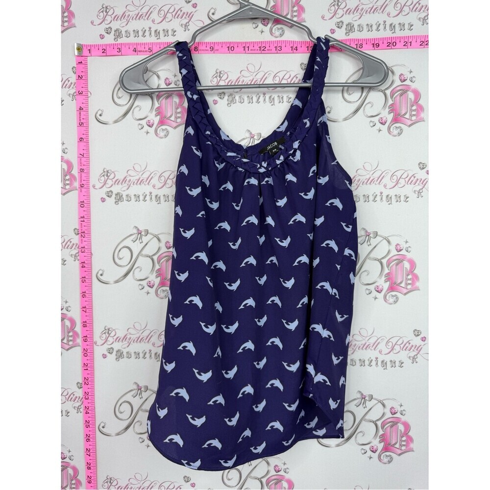 Jacob blue navy Purple Dolphin Print Sleeveless Top